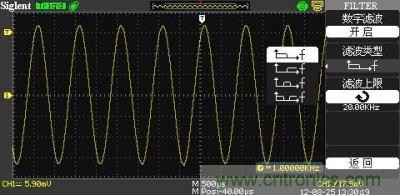 1KHz信號 ，打開數(shù)字濾波，測量值為1KHz